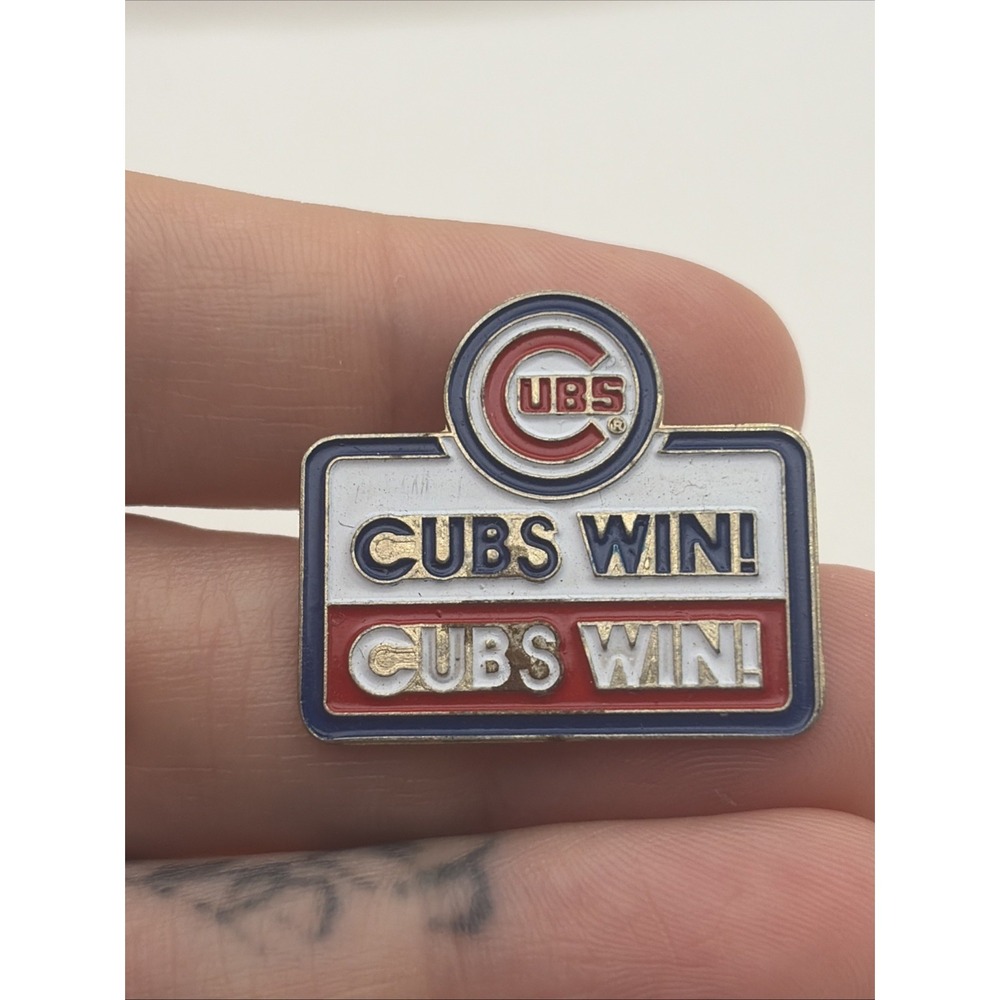 Vintage Chicago Cubs Baseball MLB Cubs Win! Cubs Win! Lapel Hat Pin